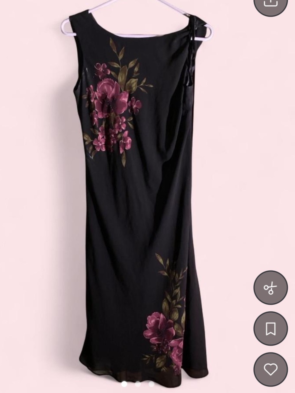 J.B.S. Black Maxi Dress with Pink Floral Print